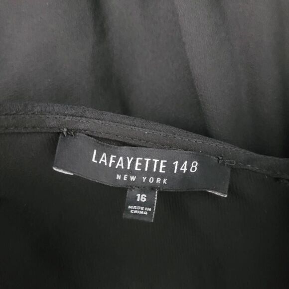 Lafayette 148 Black Wide‎ Leg Jumpsuit Sz 16 Sleeveless Draped Back Old Money - Picture 4 of 10